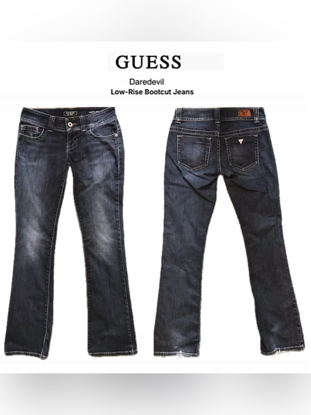 🔥 Guess Daredevil Y2K Bootcut Jeans Premium Vintage Low Rise Med. Wash sz 26x31
